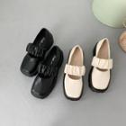 Platform Square-toe Shirred Strap Mary Jane Shoes