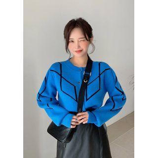 Button-up Argyle Knit Cardigan