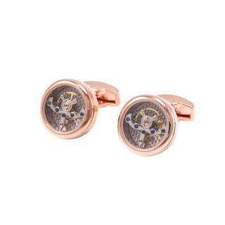 Fashion High-end Plated Rose Gold Balance Wheel Movement Mens Cufflinks Rose Gold - One Size