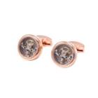 Fashion High-end Plated Rose Gold Balance Wheel Movement Mens Cufflinks Rose Gold - One Size