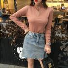 Long-sleeve Zip Collar T-shirt