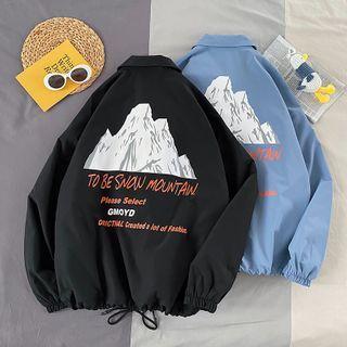 Mountain Print Button Jacket