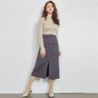 Stitch-trim Slit-front Skirt
