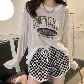 Set : Print Long-sleeve T-shirt + Shorts