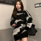 Round-neck Long-sleeve Sweater Black - One Size