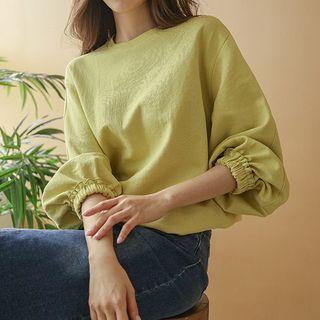 Seam-trim Balloon-sleeve T-shirt