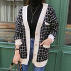Metal-button Loose-fit Tweed Cardigan Black - One Size