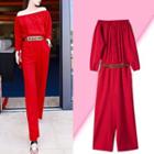 3/4-sleeve Off Shoulder Jumpsuit