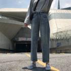 Wide-leg Washed Cropped Jeans