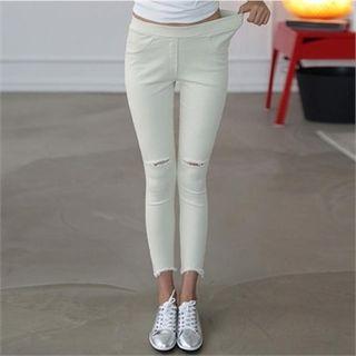 Cutout Distressed Leggings Pants