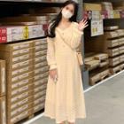 Long-sleeve Sweetheart Neckline Lace Midi Dress