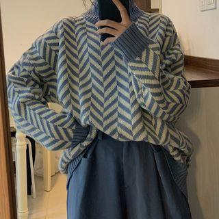 Turtleneck Herringbone Sweater