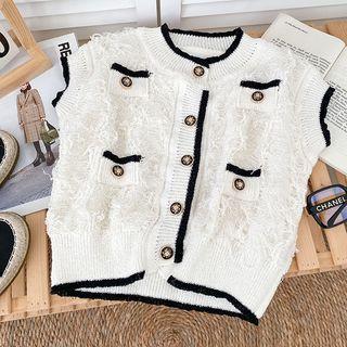 Two Tone Woolen Cropped Tank Top White - One Size