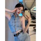 Collar Denim Tank Top