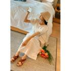Puff-sleeve Eyelet-lace Maxi Dress White - One Size