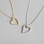 925 Sterling Silver Hollow Heart Pendant Necklace