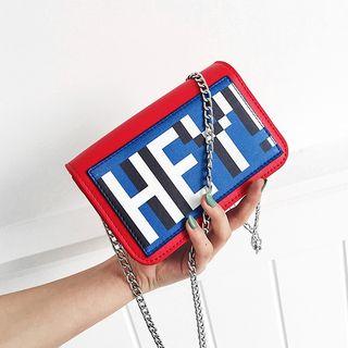 Lettering Chain Strap Crossbody Bag