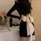 Off-shoulder Bow Accent Knit Dress