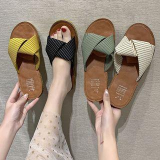 Striped Twist Slide Sandals