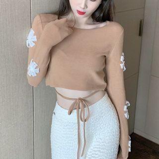 Round-neck Flower Strap Top As Shown In Figure - One Size