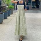 Sleeveless Two-tone Maxi A-line Dress