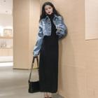 Turtleneck Long-sleeve Maxi Shift Dress