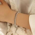 Faux Pearl Layered Stainless Steel Bracelet Silver & White - One Size