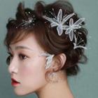 Wedding Mesh Flower Headpiece Set Of 2 - White - One Size
