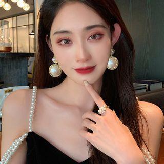 Faux Pearl Drop Ear Stud 1 Pair - As Shown In Figure - One Size
