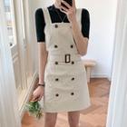 Sleeveless Button-front Belted Dress