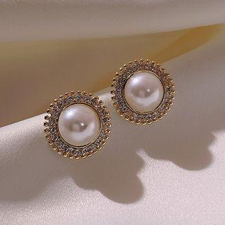 Faux Pearl Earring 1 Pair - Silver Needle - Earring - As Shown In Figure - One Size