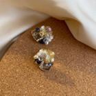 Rhinestone Stud Earring E407 - 1 Pair - Black & White & Gold - One Size