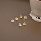 Set Of 3: Sterling Silver Cat Eye Stone Stud Earring Set Of 3 Pairs - Yellow - One Size