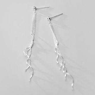 Wavy Earring 1 Pair - S925 Silver - Silver - One Size