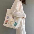 Printed Canvas Tote Bag As Shown In Figure -