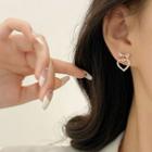 Bow Rhinestone Heart Sterling Silver Dangle Earring E4059 - 1 Pair - Gold - One Size