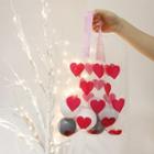 Heart Print Pvc Shopper Bag Red Heart - Transparent - One Size