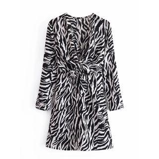 Long-sleeve Zebra A-line Dress