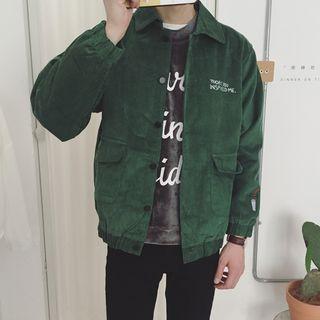 Embroidered Corduroy Button Jacket