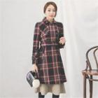 Double-breasted Plaid Coat With Belt