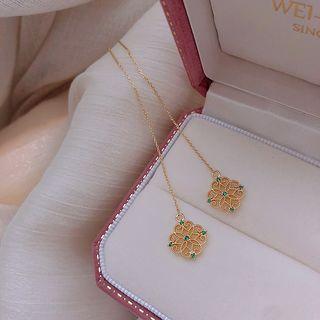Rhinestone Flower Dangle Earring 1 Pair - Gold - One Size