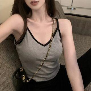 V-neck Camisole Top Gray - One Size
