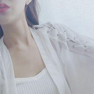 Plain Camisole Top / Lace-up Sleeve Open-front Jacket