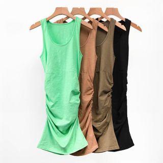Plain Shirred Midi Tank Dress