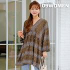 Plus Size Balloon-sleeve Paisley Tunic