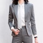 Peak Lapel Blazer / Dress Pants / Tie-neck Shirt