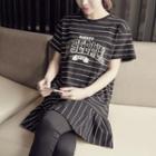 Letter Stripe Short-sleeve T-shirt Dress