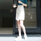 Paperbag-waist Wrap-front Mini Skirt