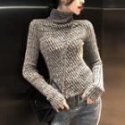 Turtleneck Knit Top Gray - One Size