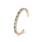 Fashion Plated Champagne Gold Open Bangle With Green Cubic Zircon Champagne - One Size